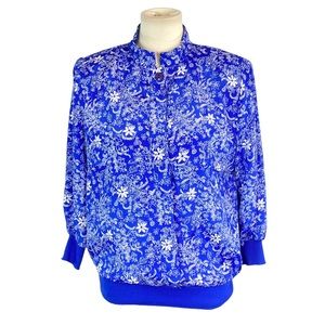 Vintage woman’s Amy-Deb blue and white blouse size 10